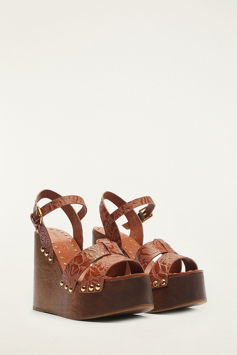 FARM RIO Brown Embossed Wedge Sandal outlook