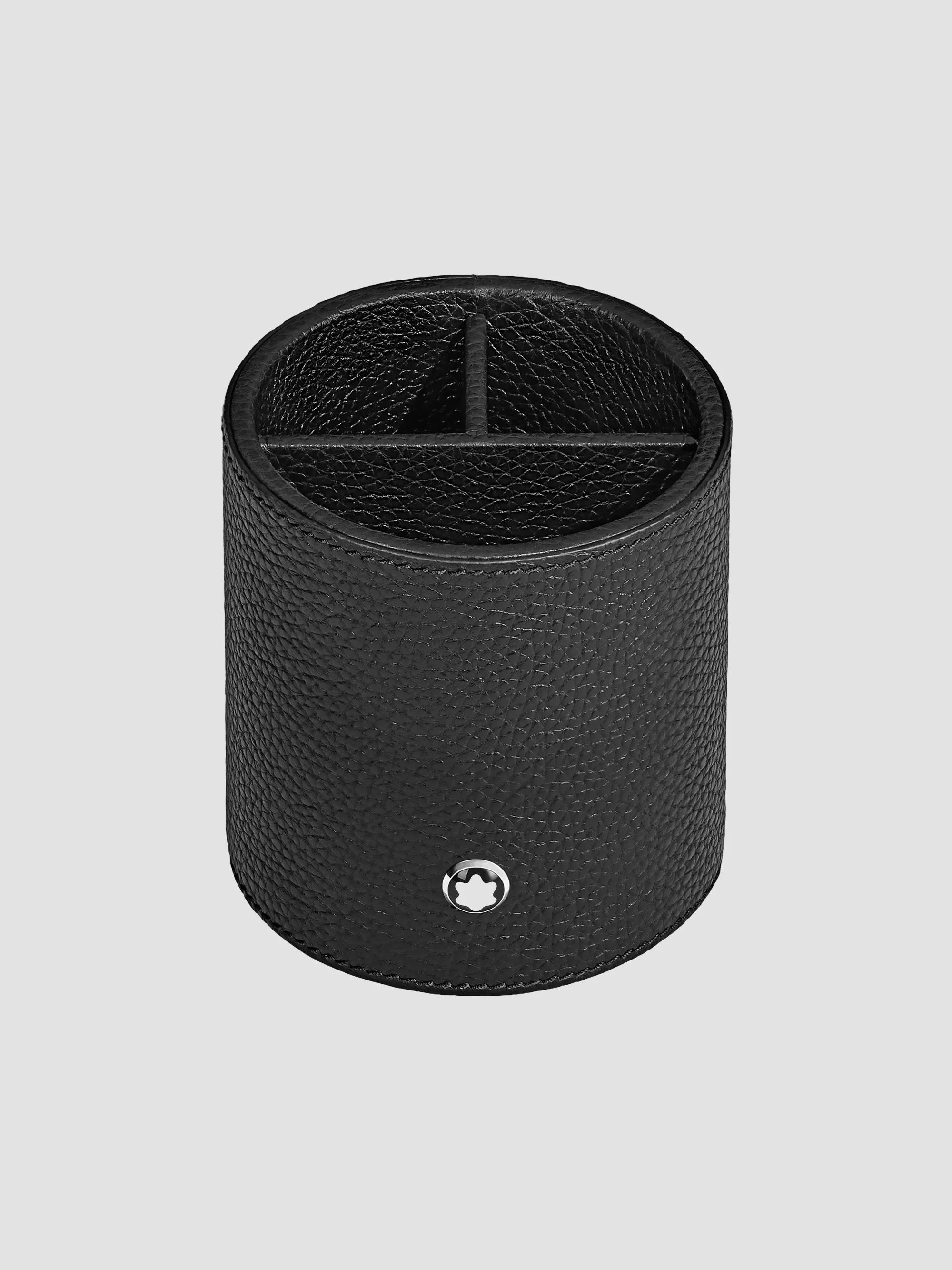 Unisex Grained Leather Pen Holder - Black - 1
