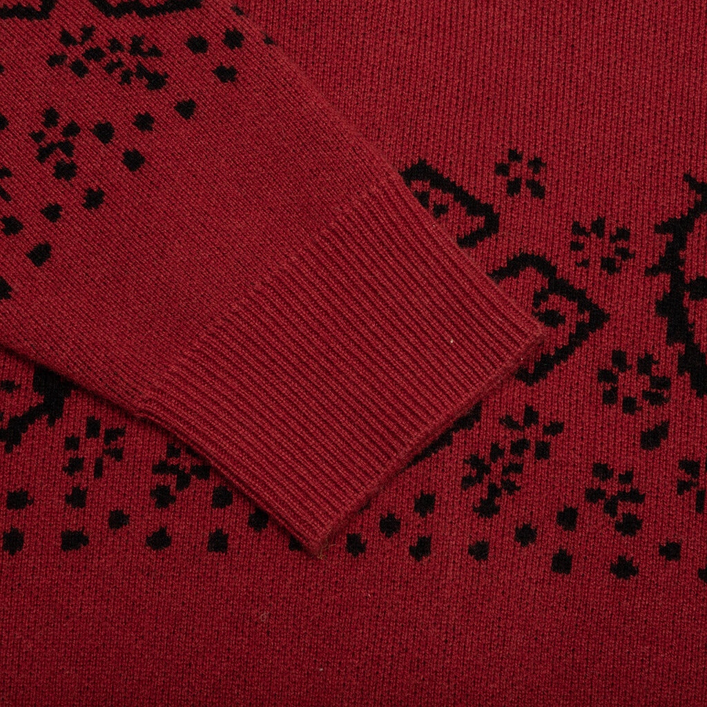 BANDANA KNIT CARDIGAN - RED/BLACK - 4