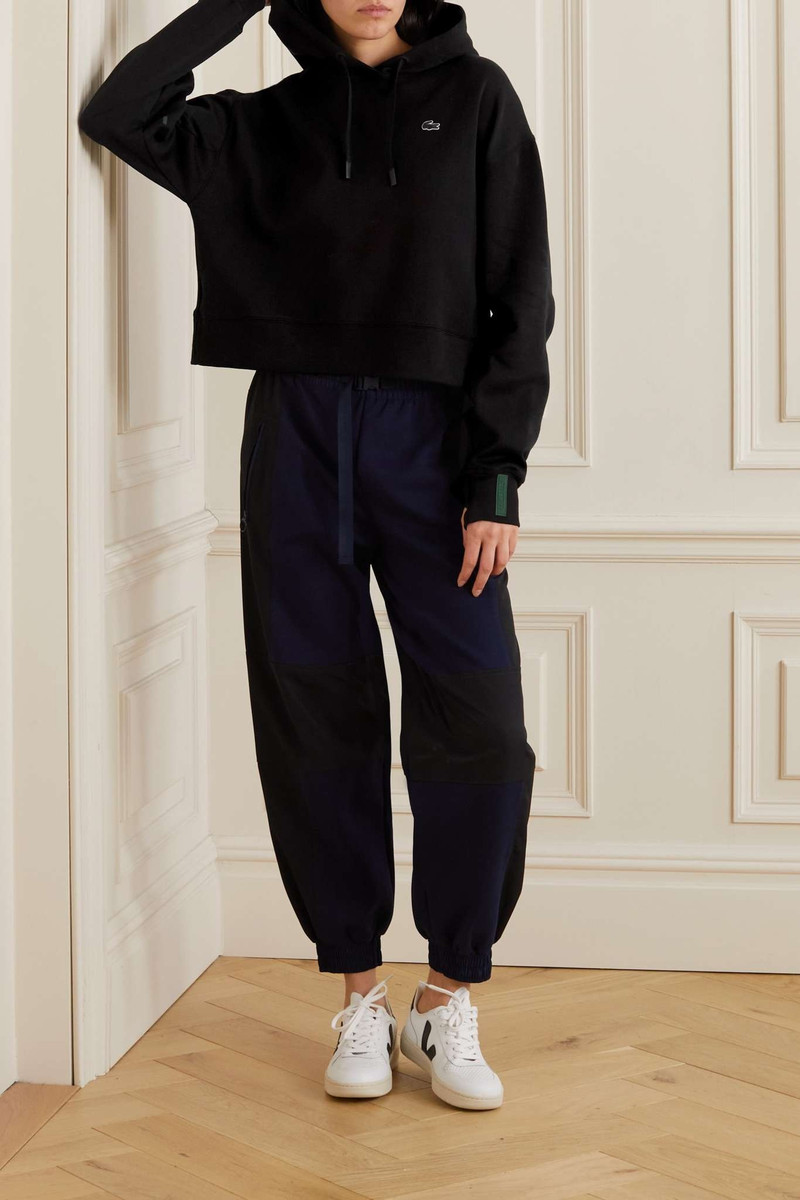 LACOSTE Appliquéd printed stretch cotton-blend jersey hoodie outlook