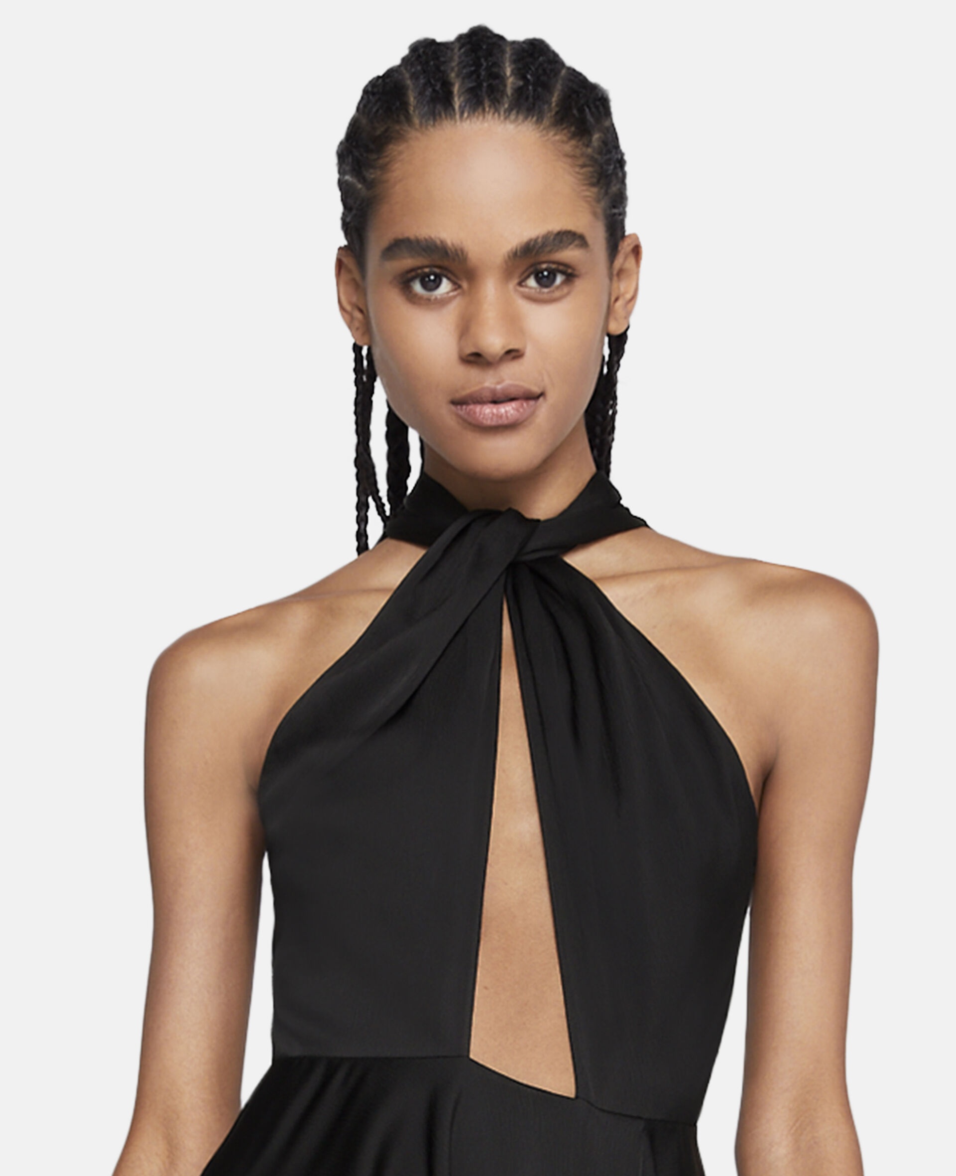 Halterneck Asymmetric Midi Dress - 4