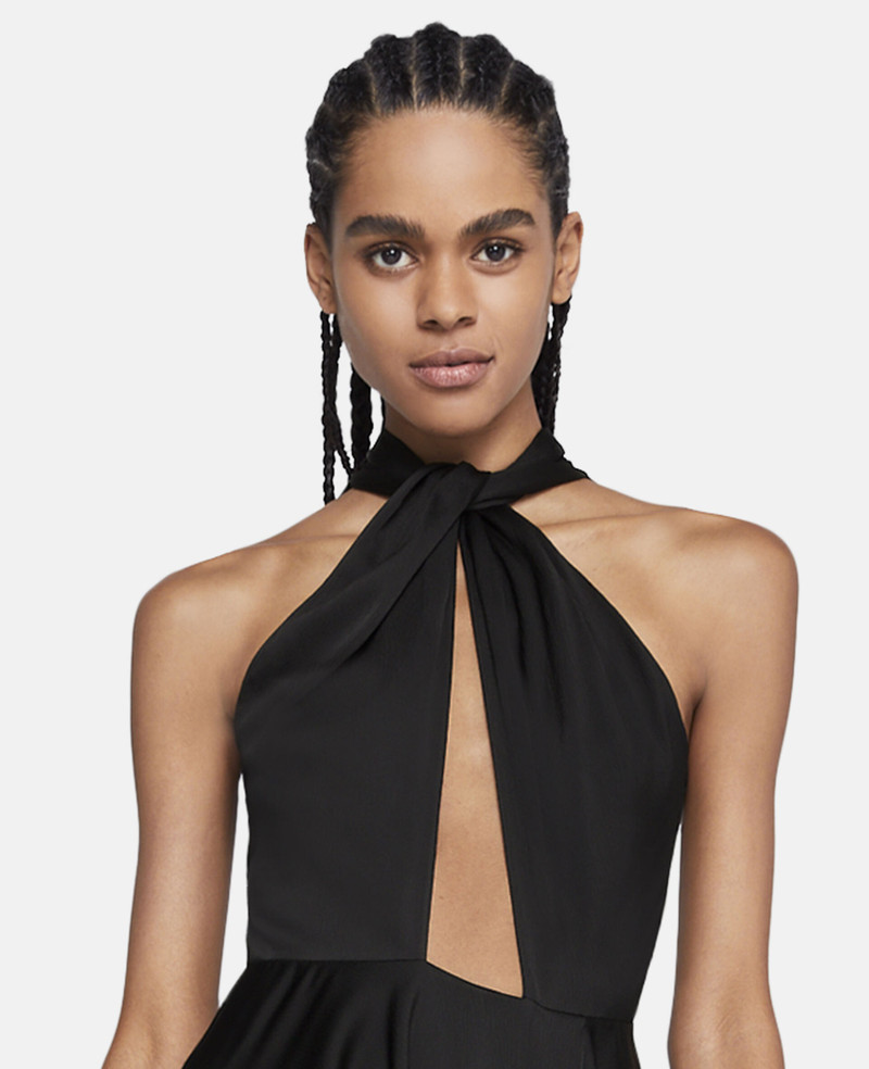 Halterneck Asymmetric Midi Dress 4