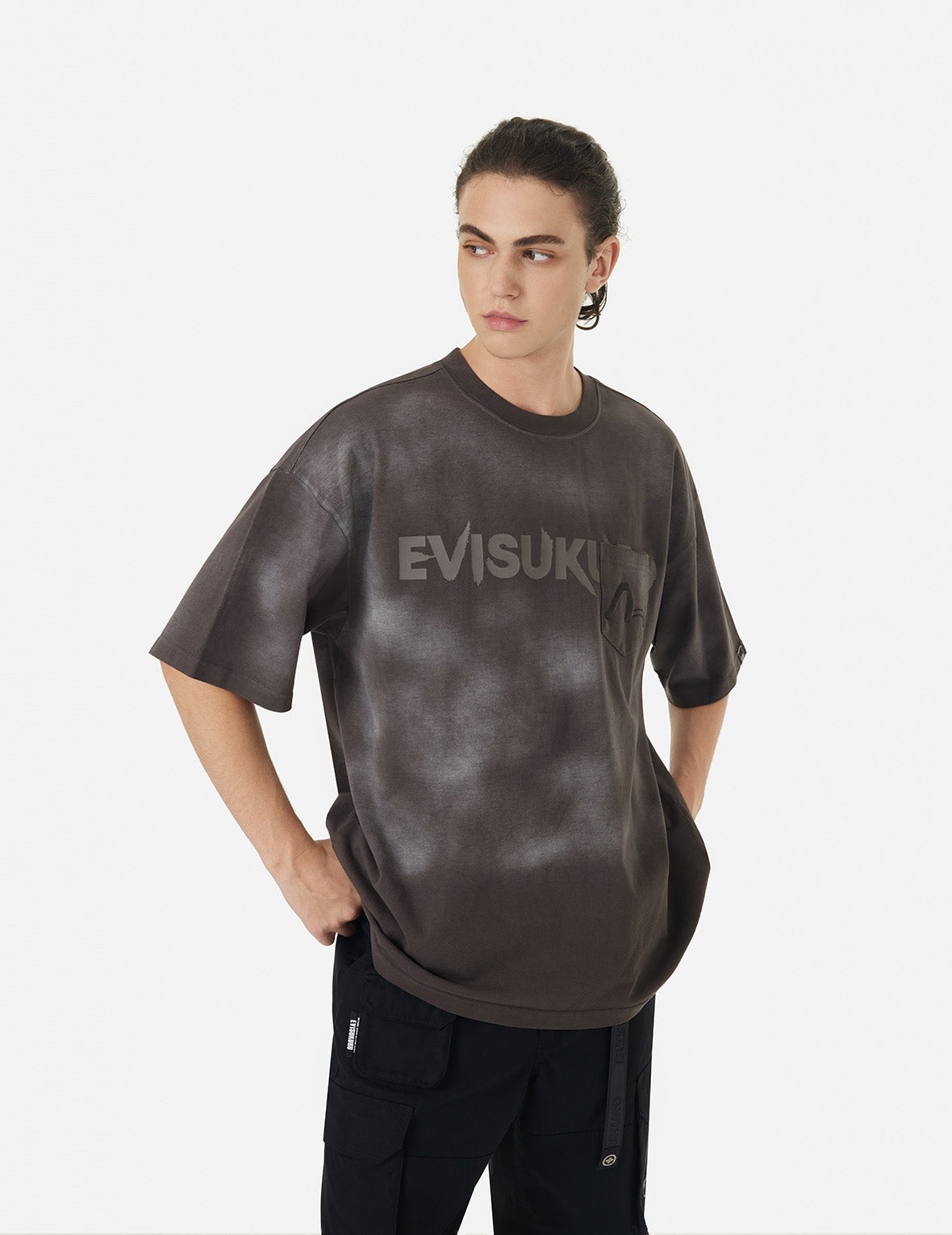 Garment Dyed Calligraphy Logo Print Oversized T-shirt - 5