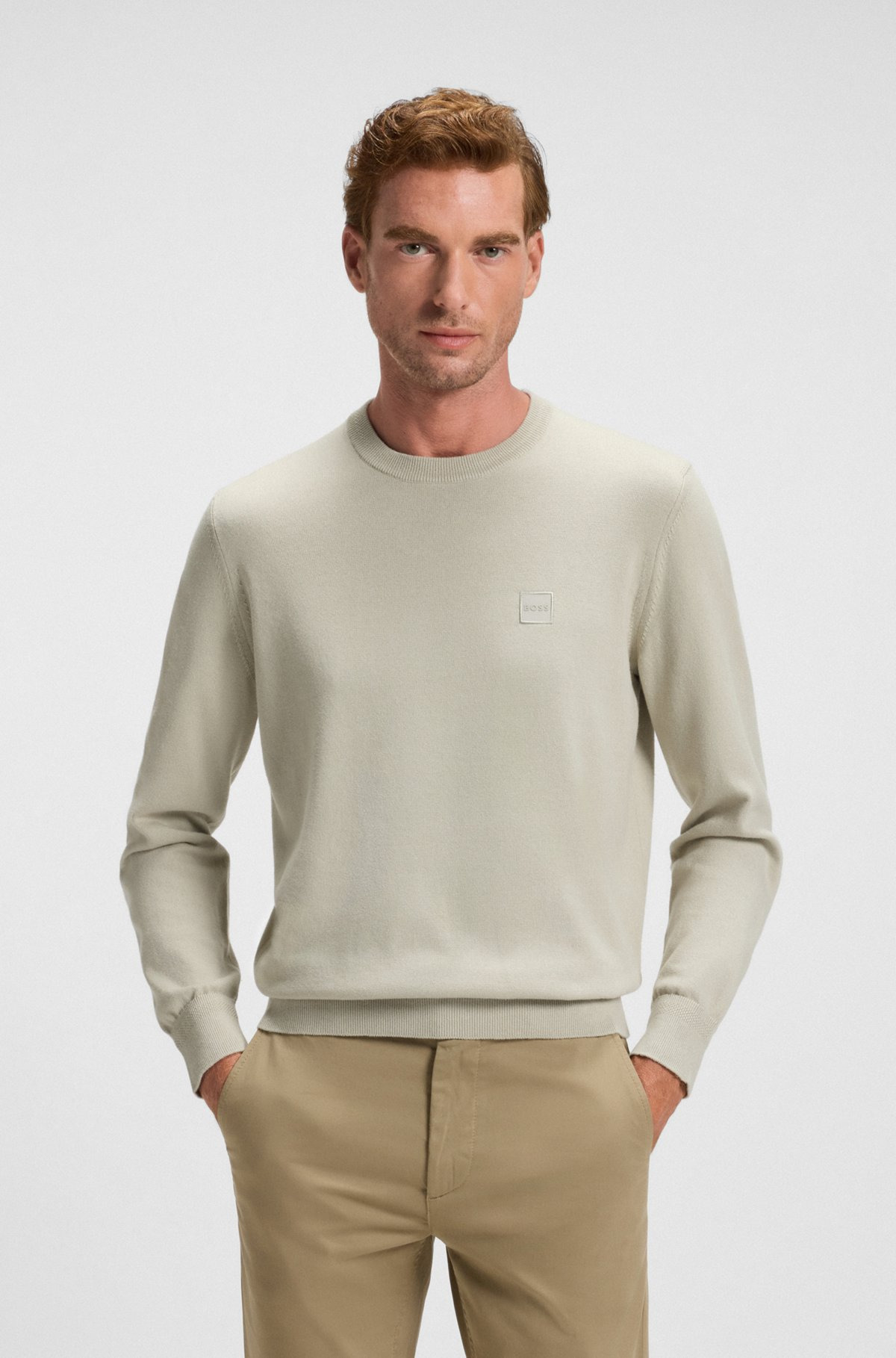 COTTON-CASHMERE REGULAR-FIT SWEATER WITH LOGO PATCH - 2
