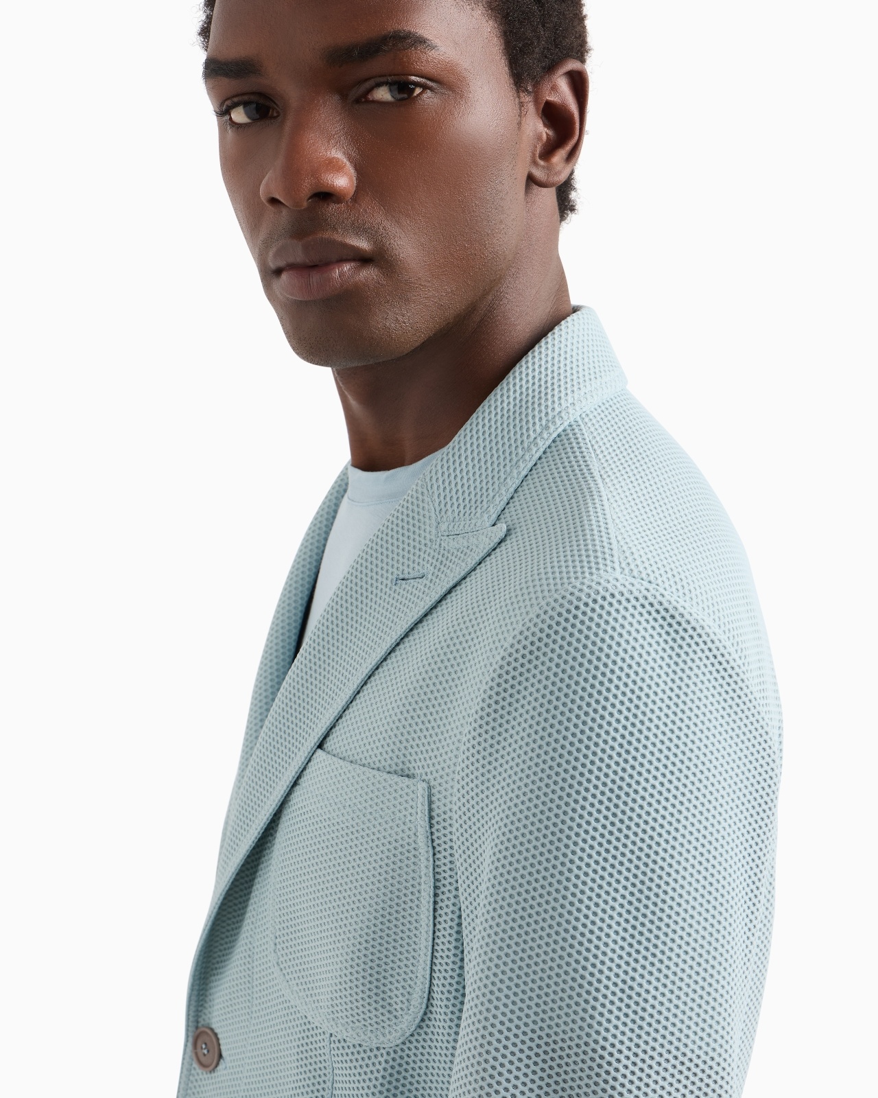 SINGLE-BREASTED JACKET IN TECHNICAL WAFFLE FABRIC - 5
