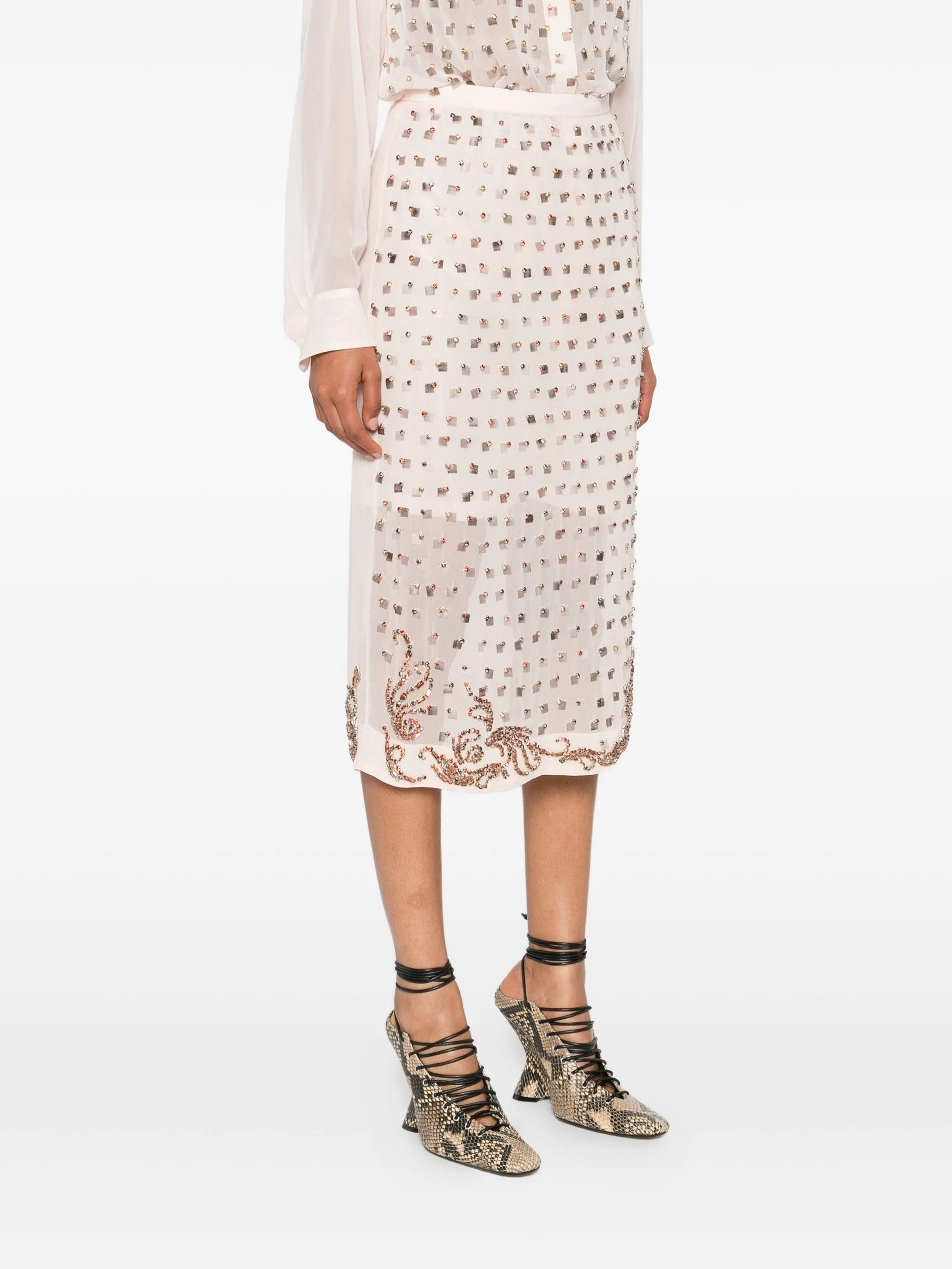 Dries Van Noten Embellished Floral Skirt - 4