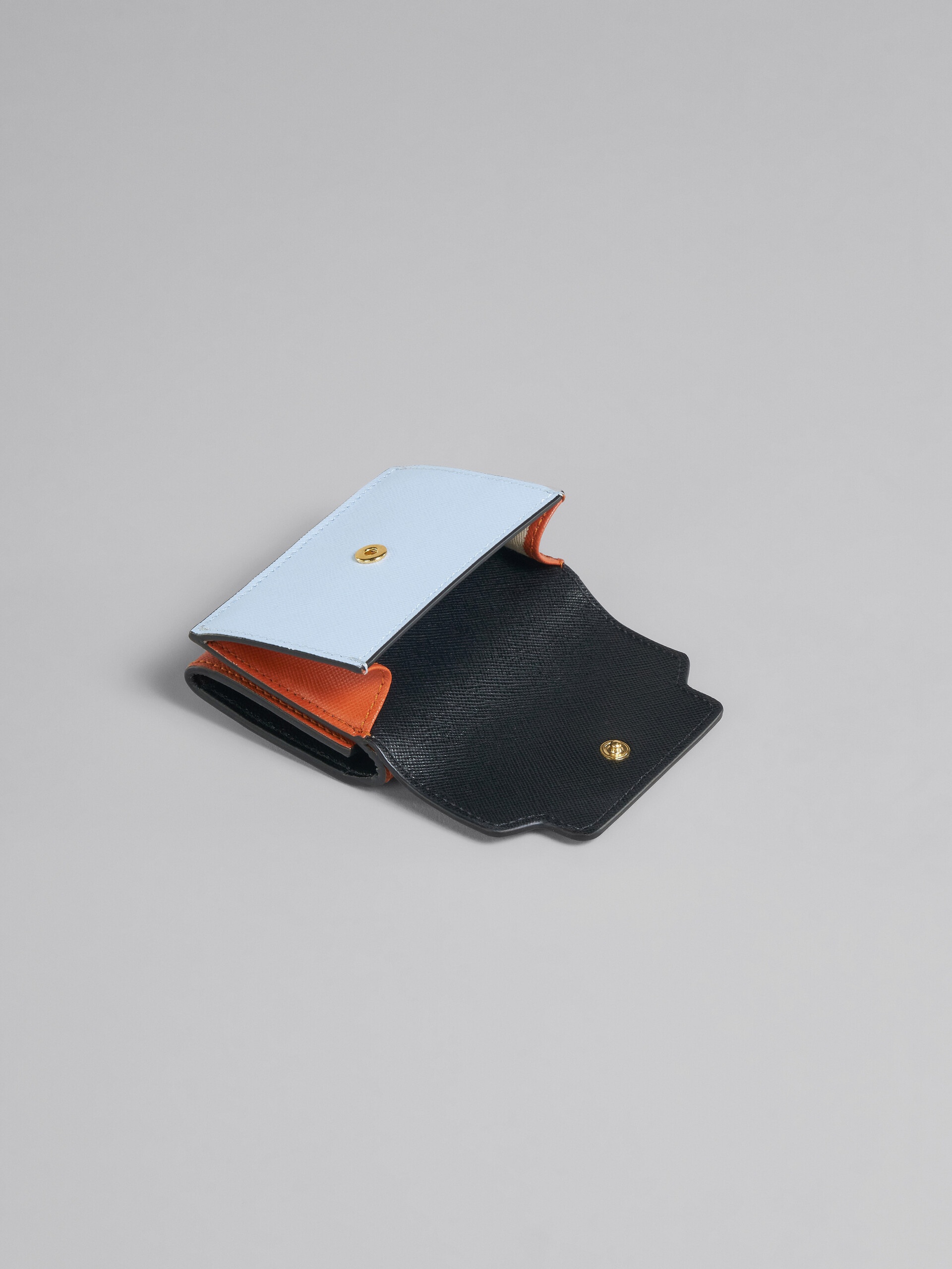 BLACK MULTICOLOUR SAFFIANO LEATHER TRI-FOLD WALLET - 5