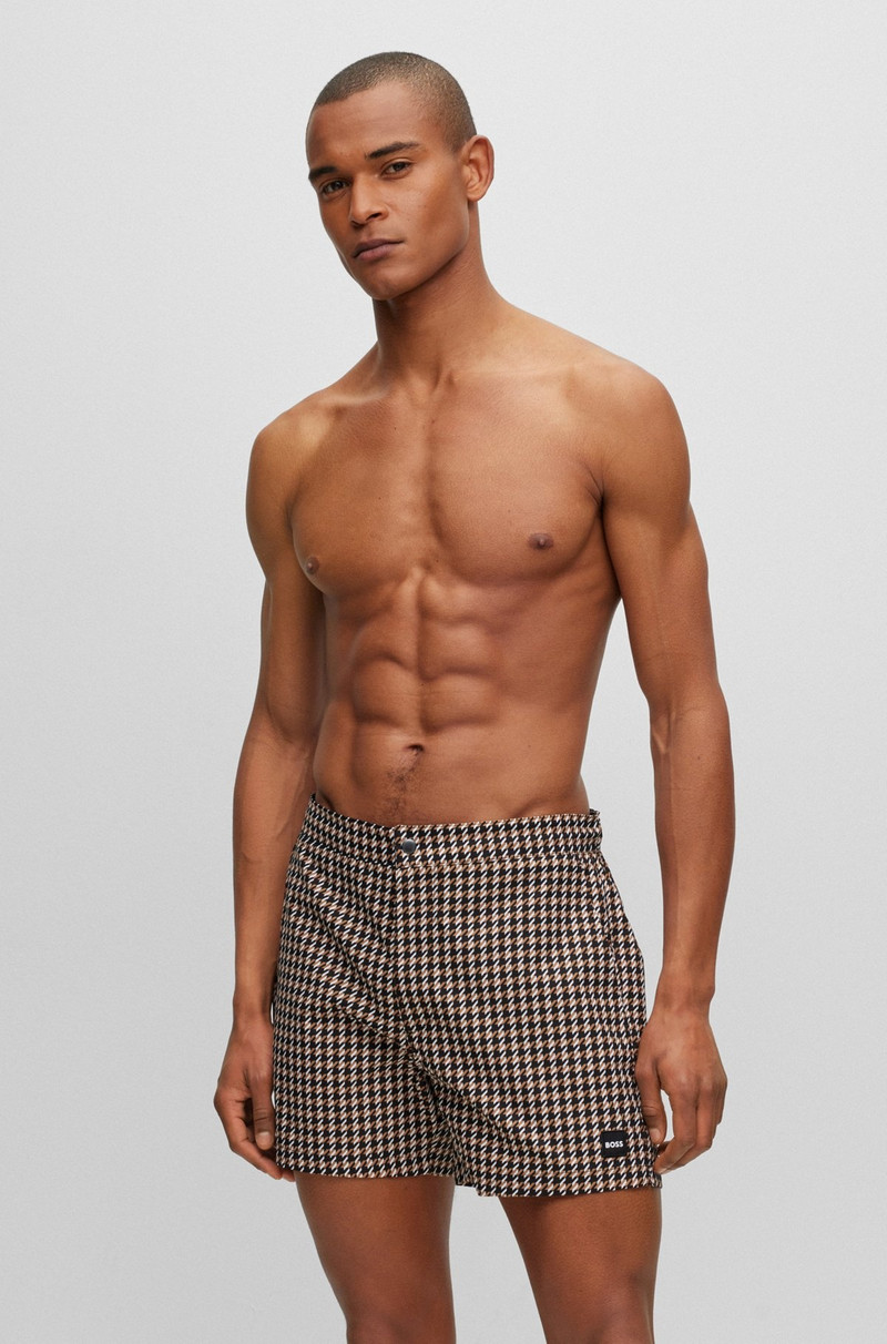 QUICK-DRYING SWIM SHORTS WITH HOUNSTOOTH PATTERN 2
