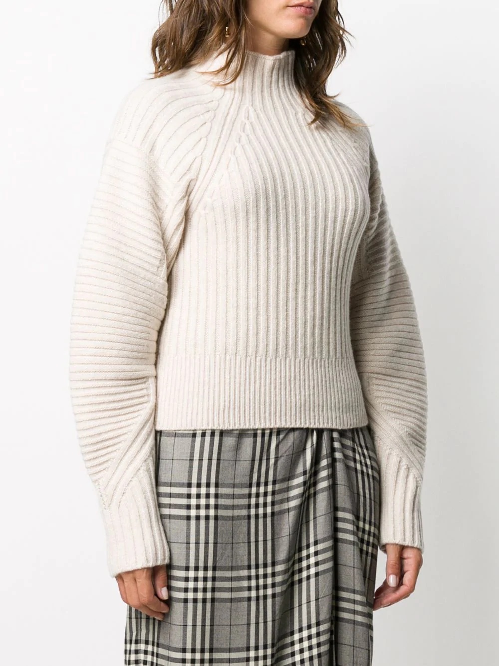 panelled ribbed knit jumper - 3