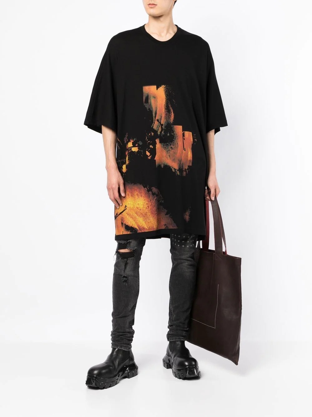 graphic-print longline T-shirt - 2