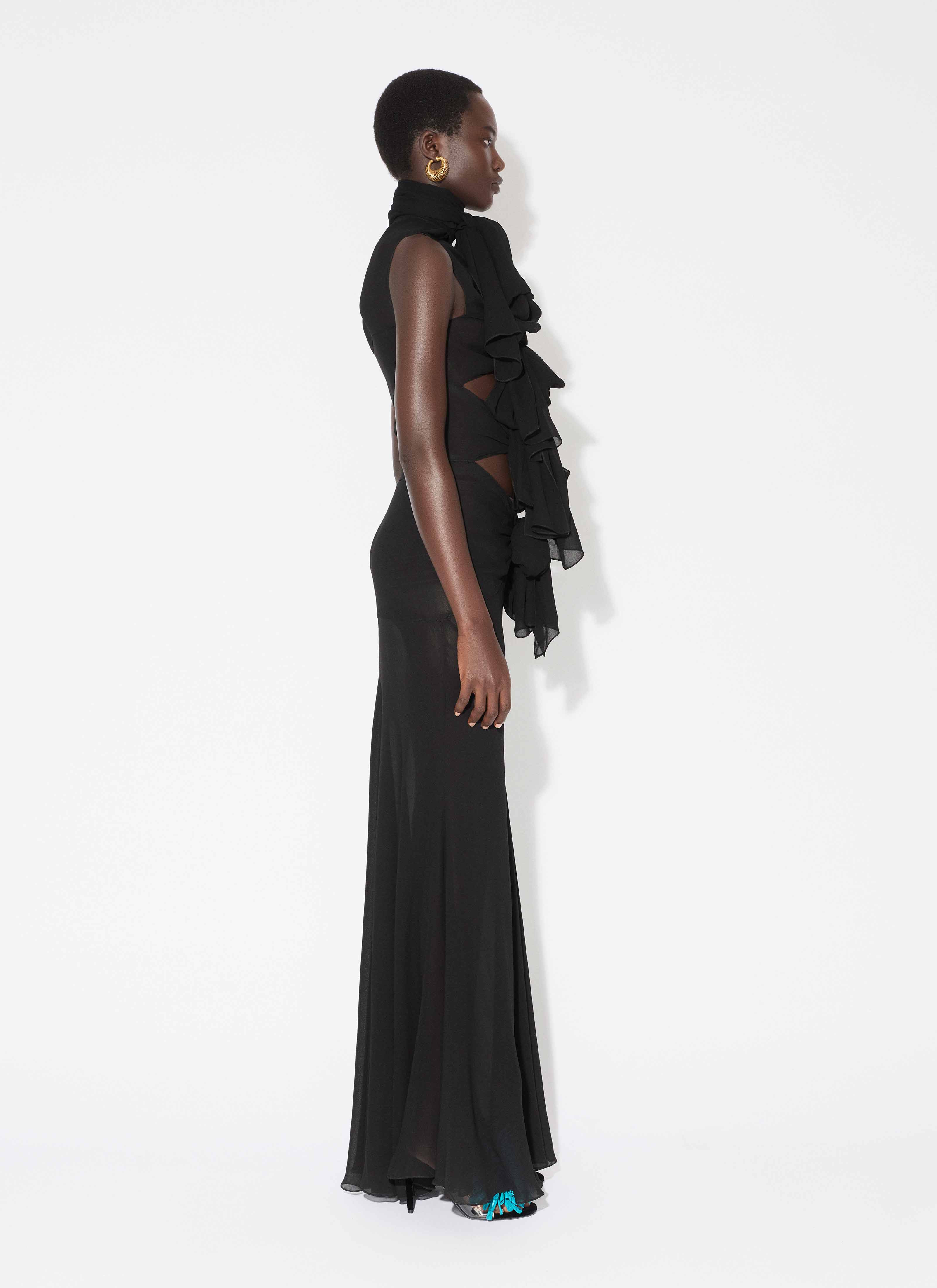 LIGHT GEORGETTE BOW DRESS - 5
