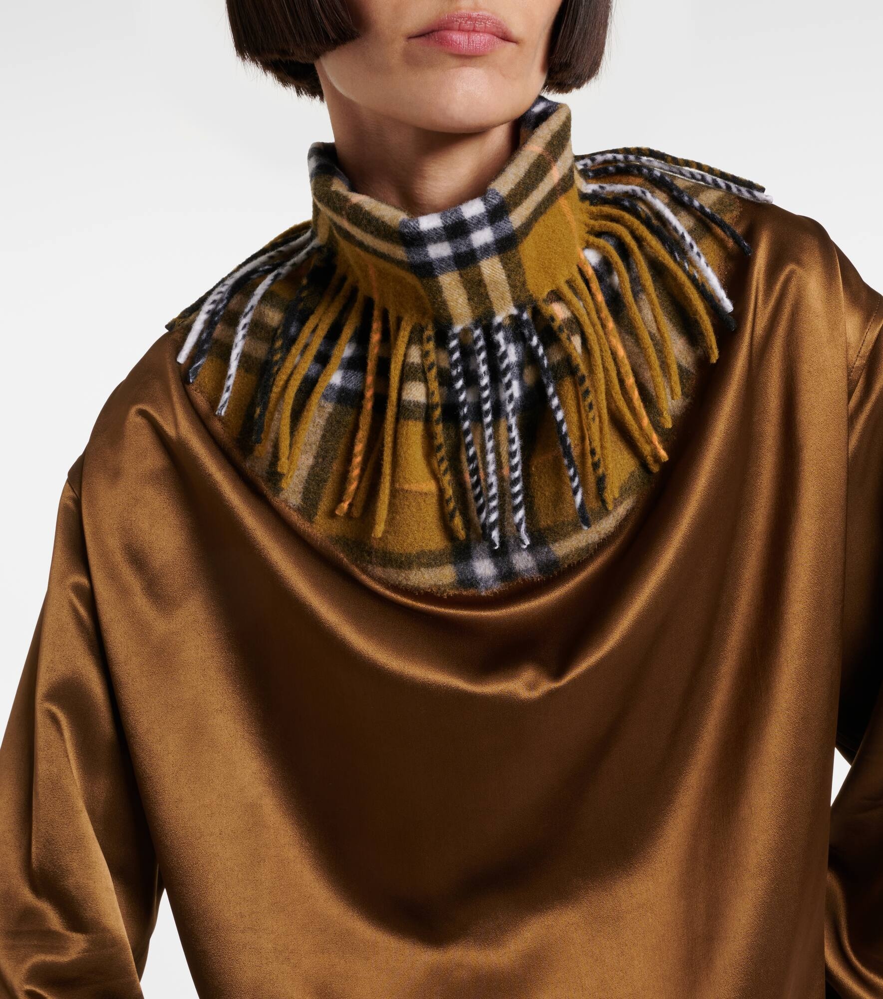 Burberry Check draped blouse - 4