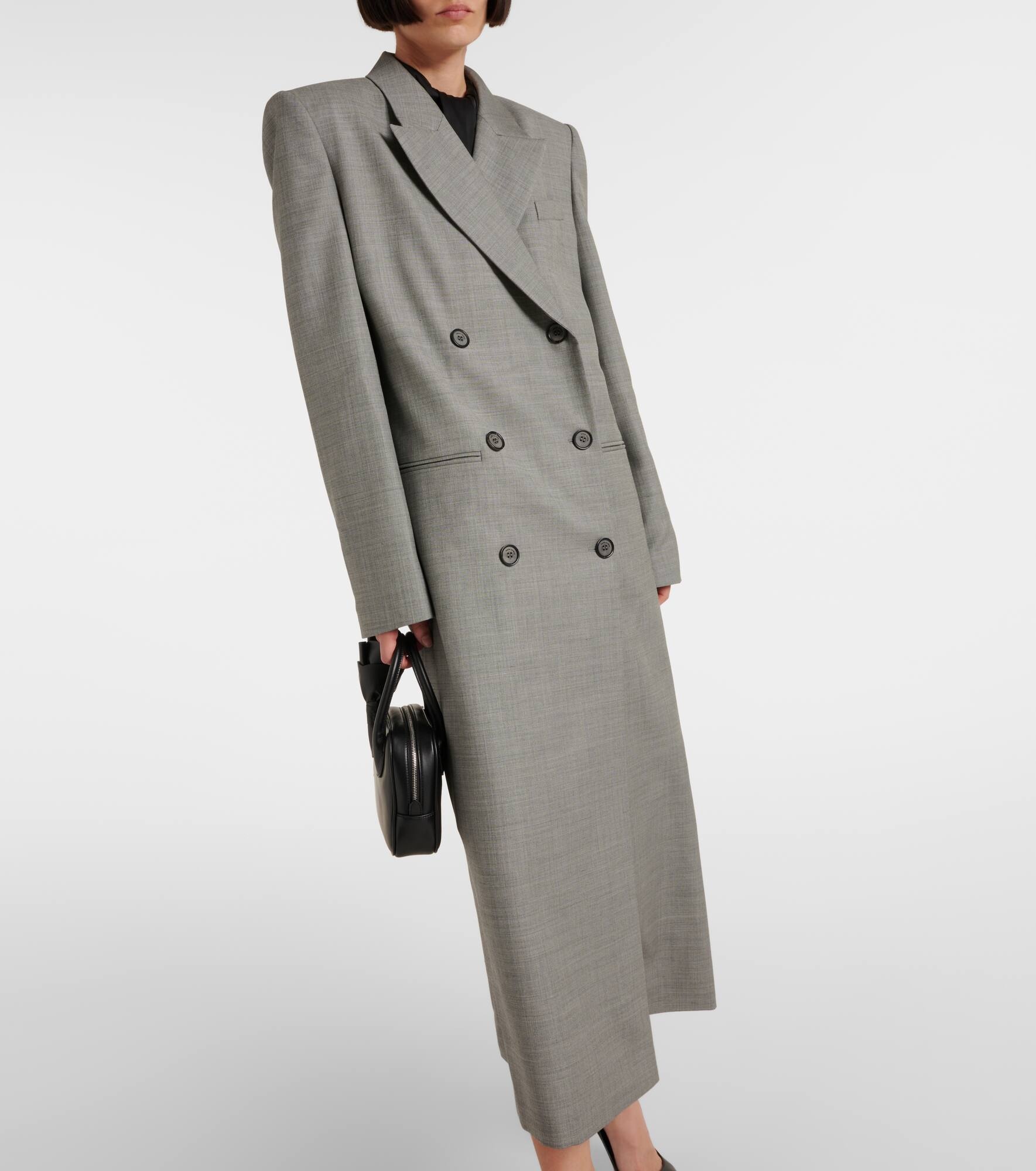 Double-breasted wool coat - 4