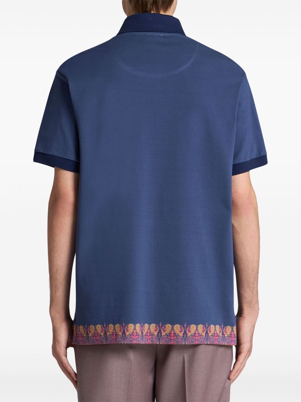 paisley-trim polo shirt - 3