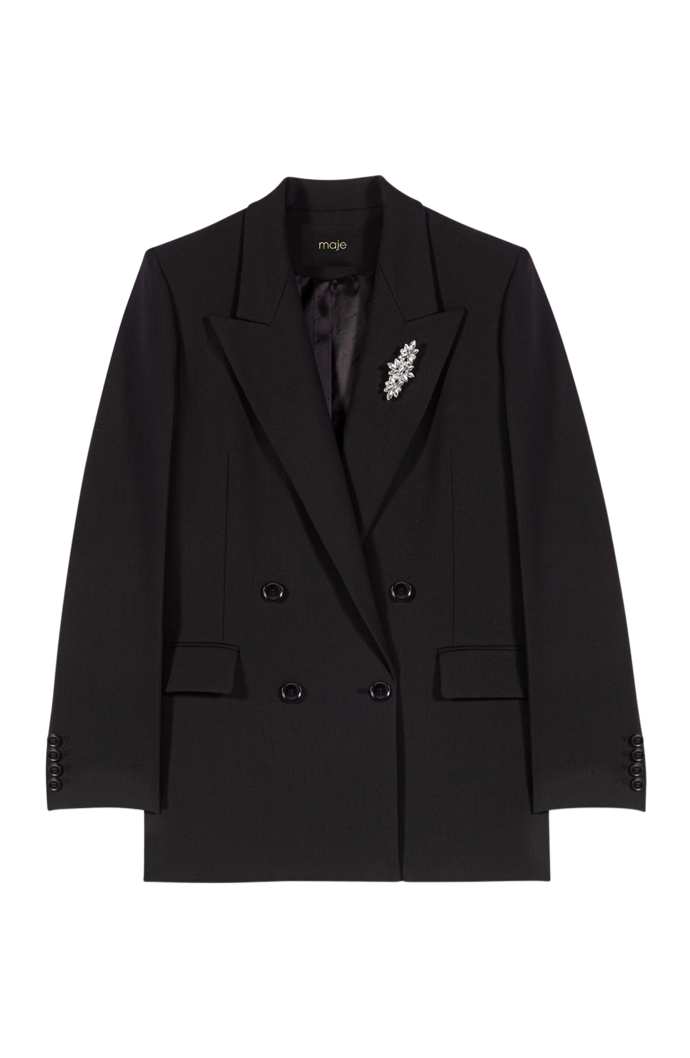 maje Double-breasted jacket in Black at Nordstrom - 8