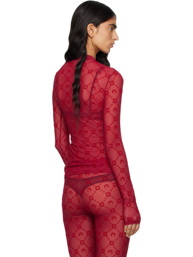 Red Moonogram Mesh Flock T-shirt 3