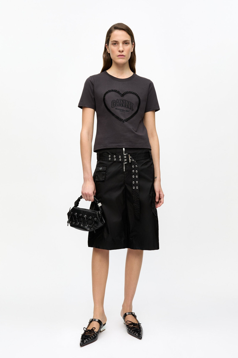 GANNI BLACK DUCHESSE NYLON POCKET SHORTS outlook