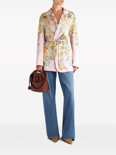 Etro floral-jacquard belted silk jacket outlook
