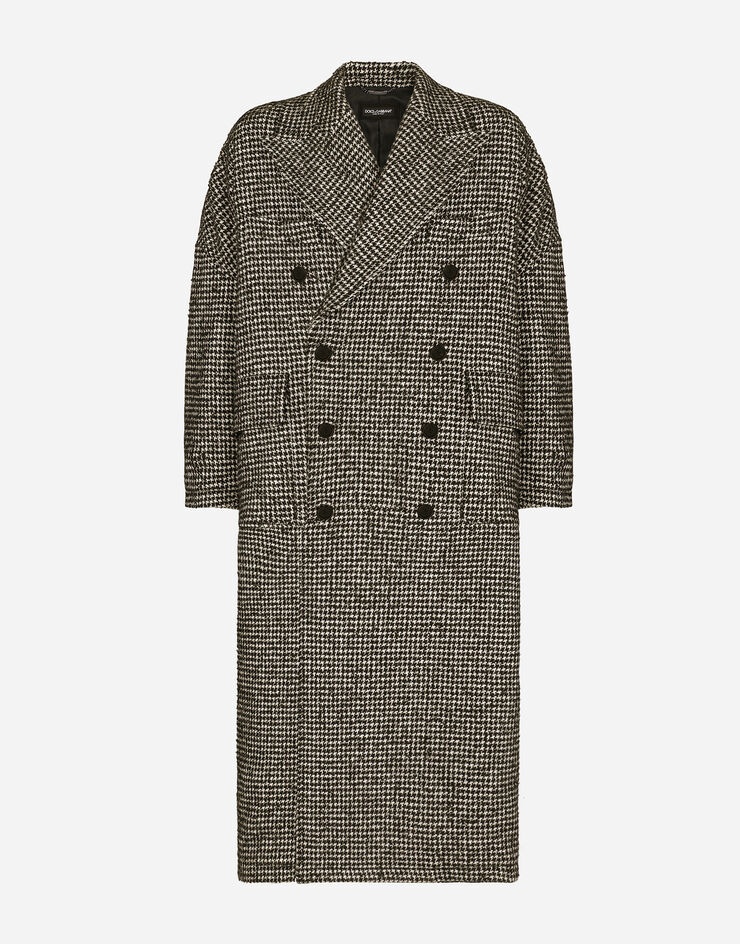 Double-breasted wool houndstooth coat - 3