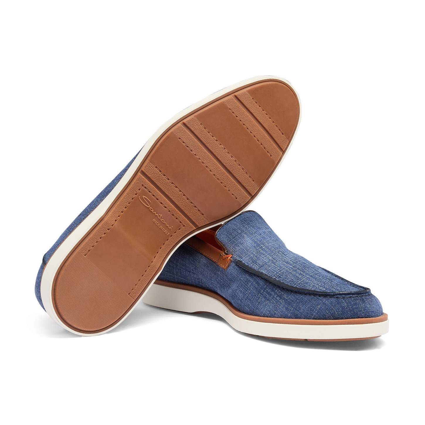 Men's light blue and brown suede and leather loafer - 4