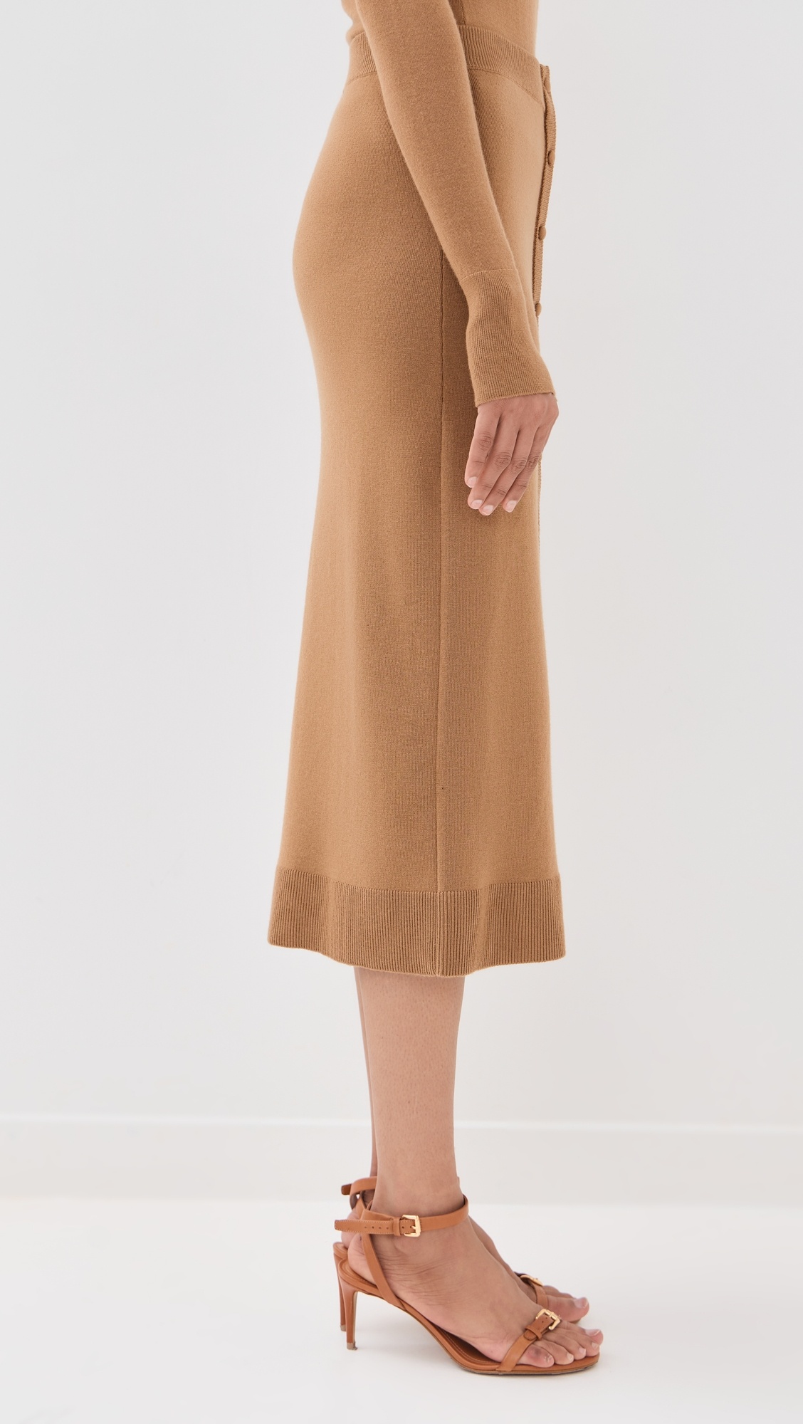 Button Detail Midi Skirt - 3