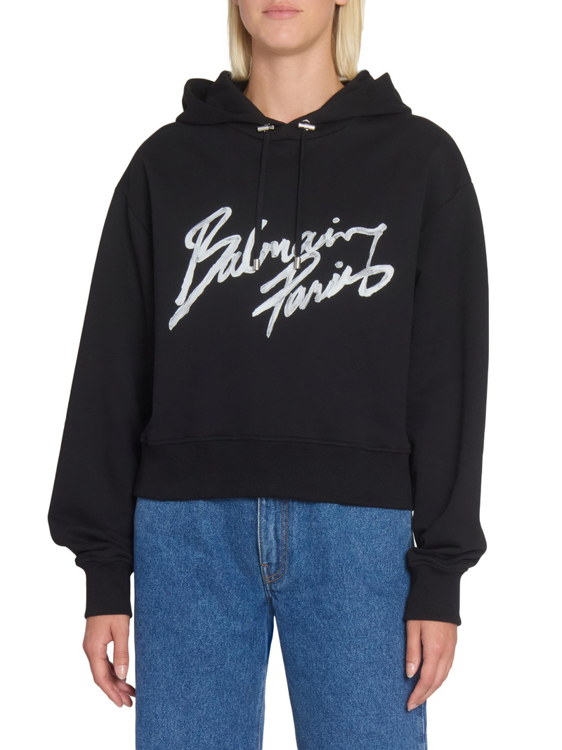 Women's Logo Cotton Hoodie - Noir Blanc 3
