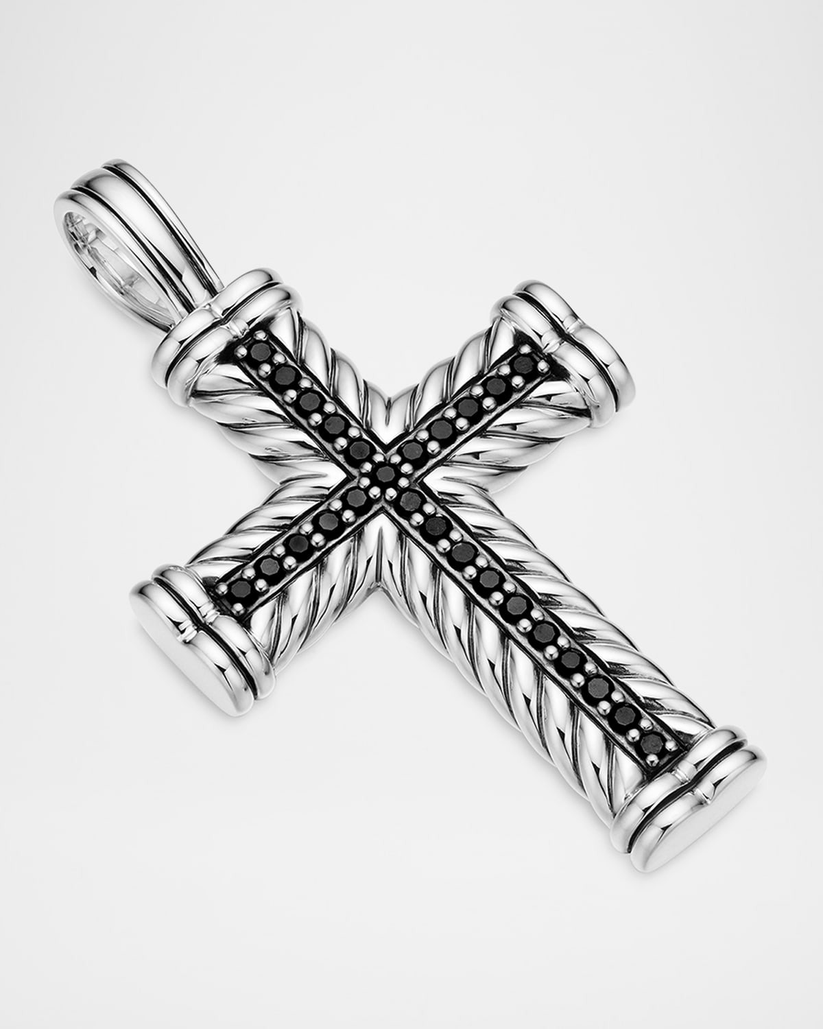 Men's Chevron Cross Pendant with Diamonds in Silver, 41.7mm - 3