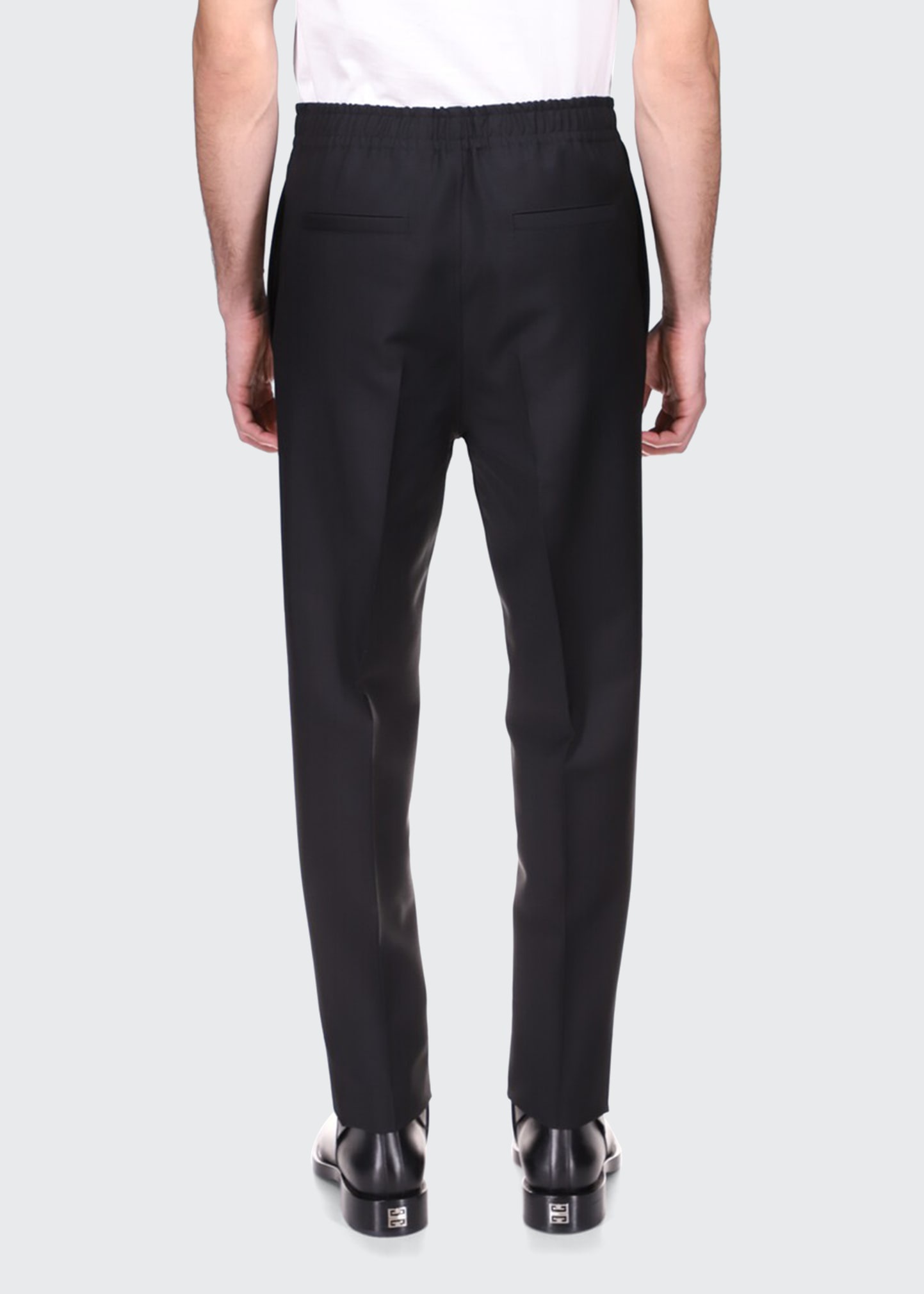 Men's Solid Tapered Wool Trousers - 2