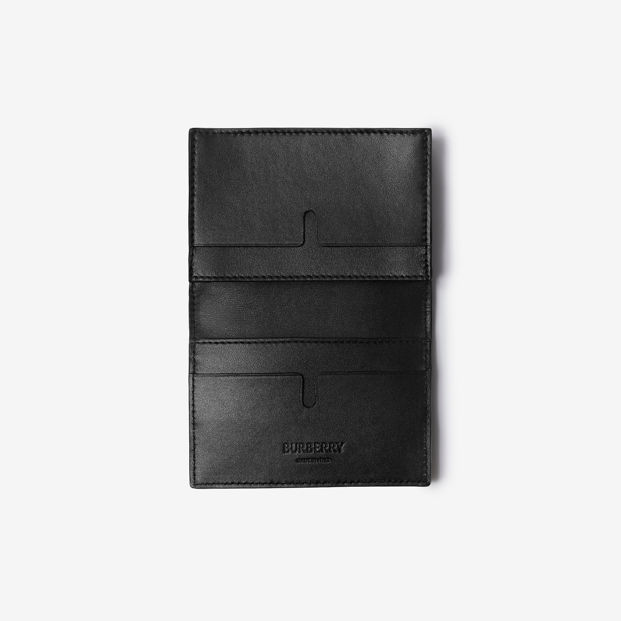 Check Leather Folding Card Case - 2