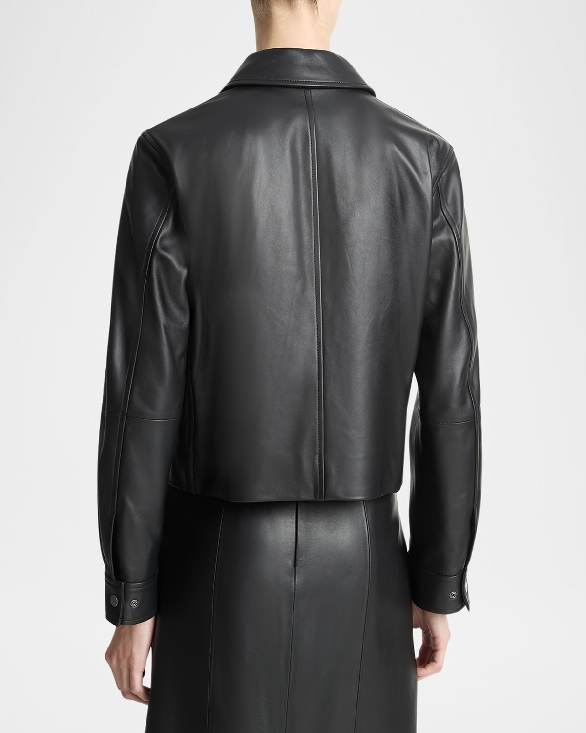 Cropped Faux Leather Jacket - 3