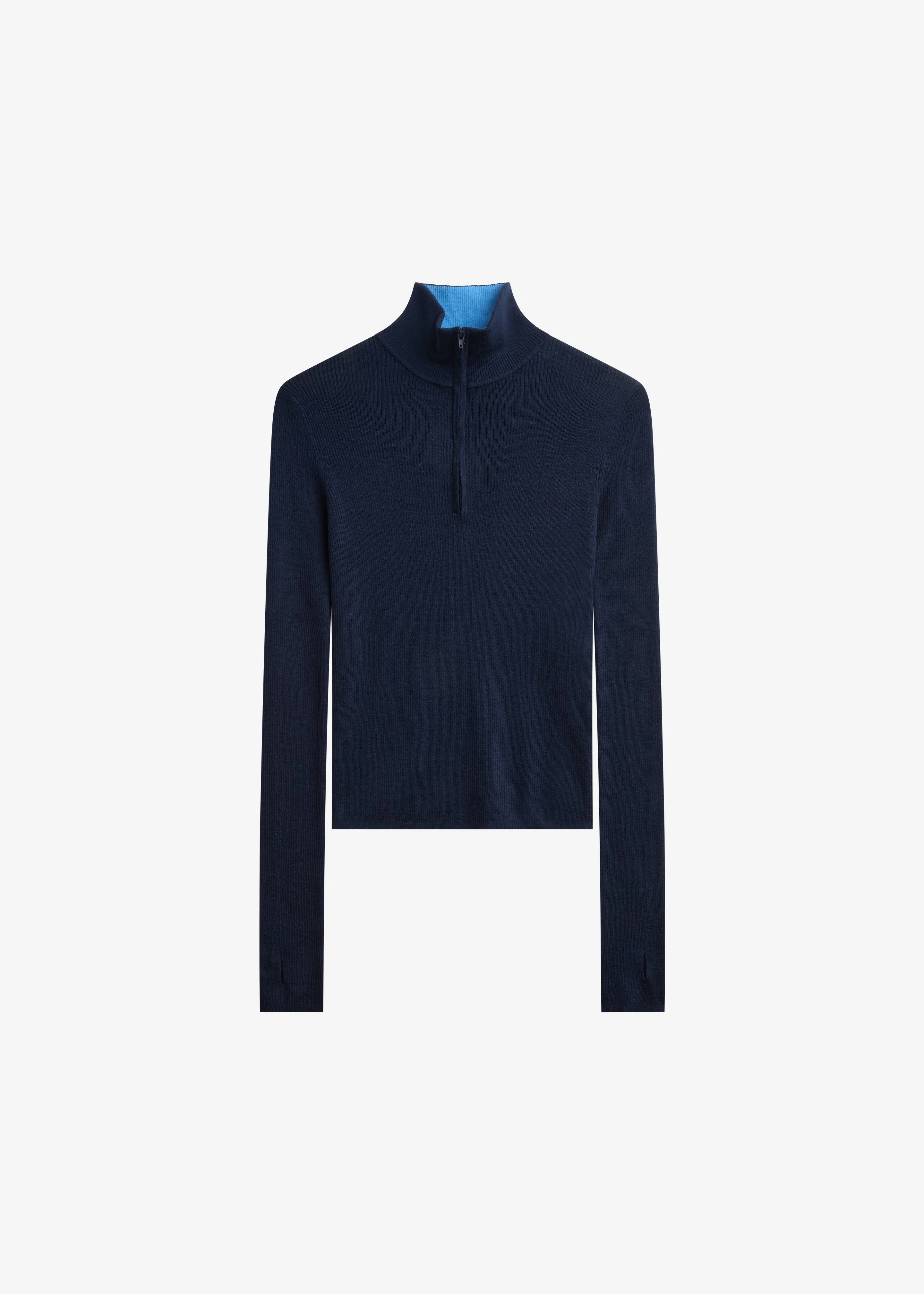 Sade Knit Zip Sweater - Dark Navy/Light Blue - 1