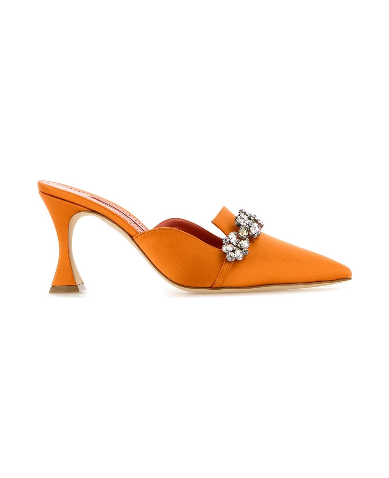 Orange Satin Permu Mules - 1