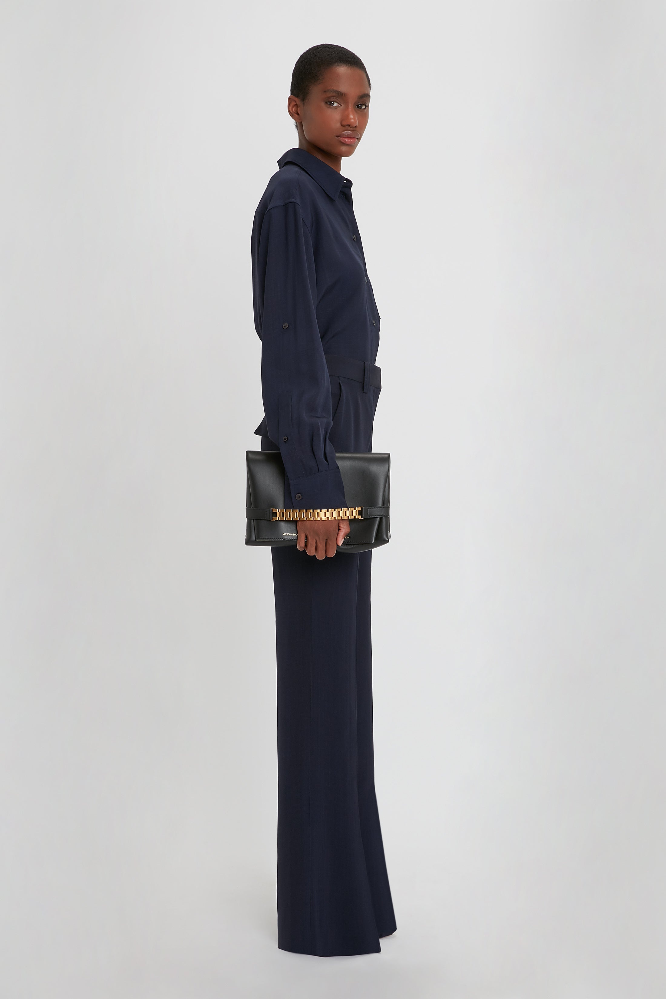 Tailored Straight Leg Trouser In Ink Blue - 7