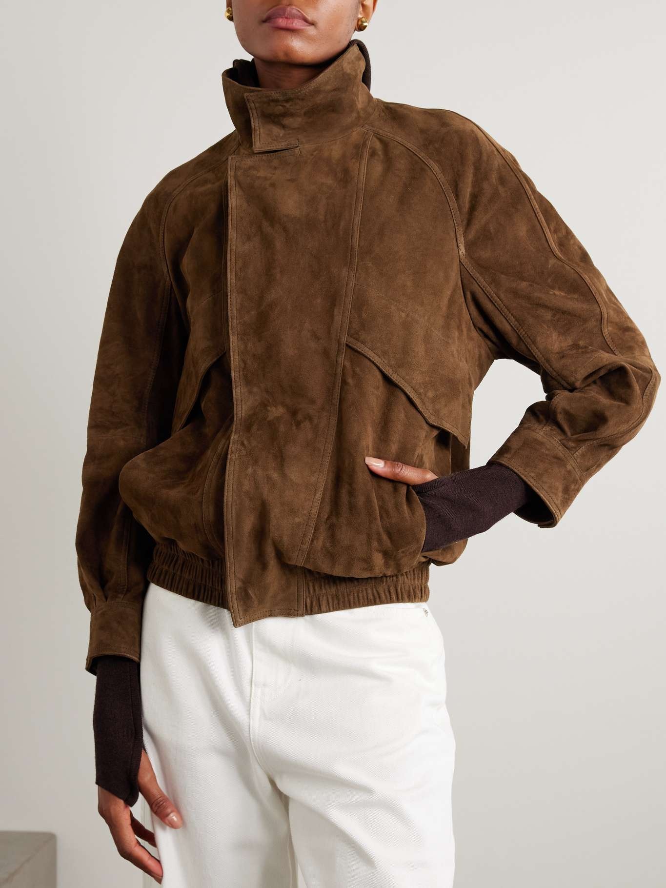 Ariste oversized paneled suede jacket Brown - 3