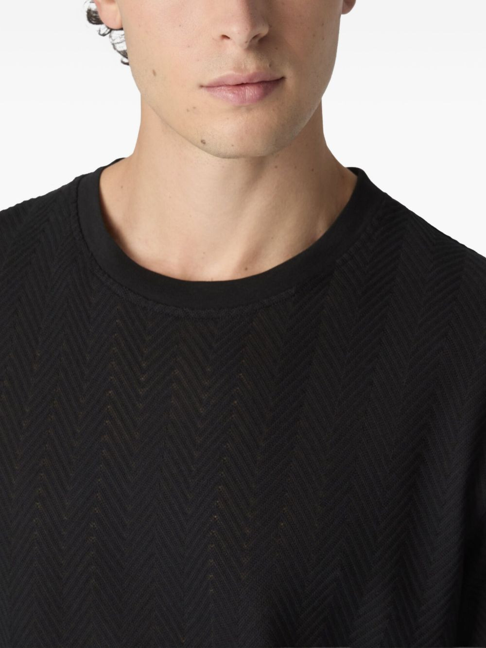 herringbone-pattern short-sleeved T-shirt - 4