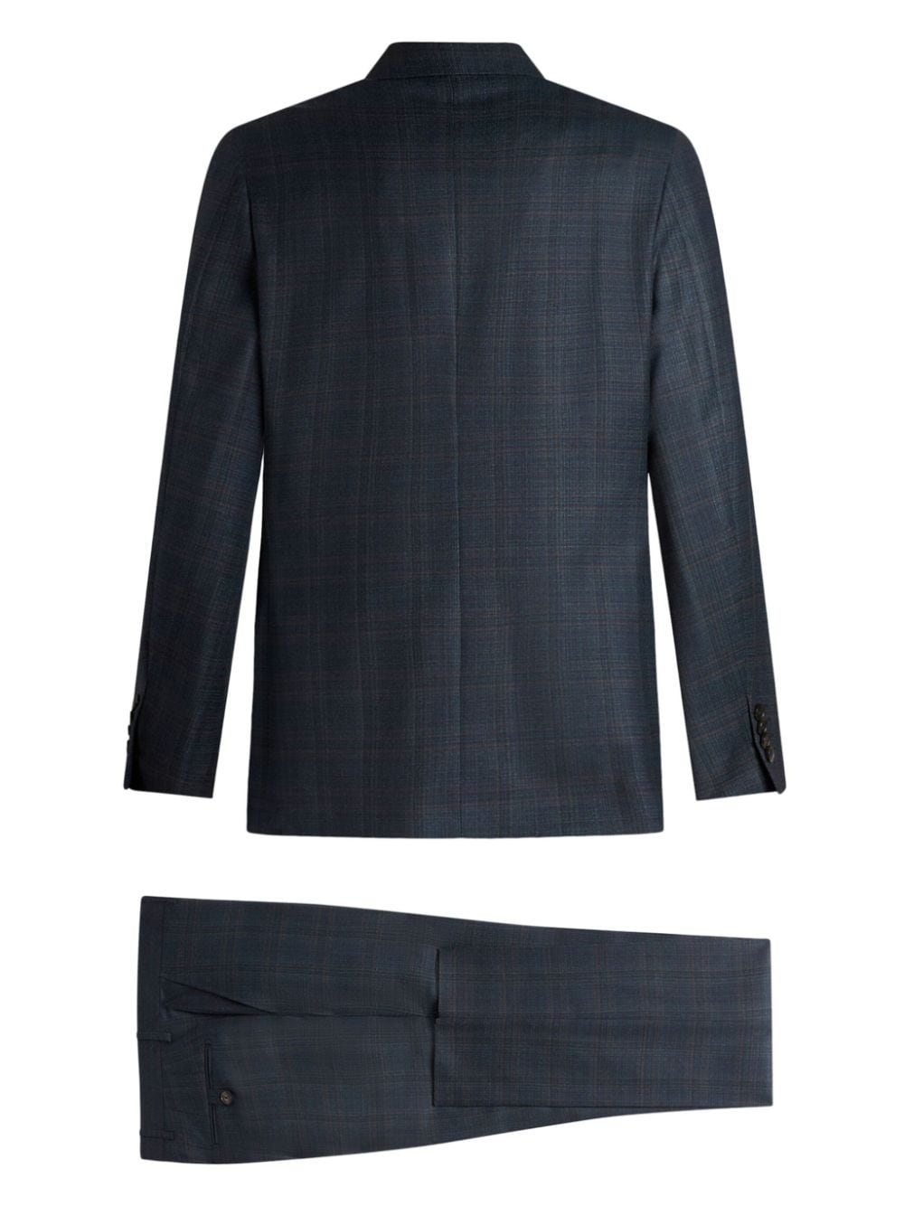 checked wool two-piece suit - 6