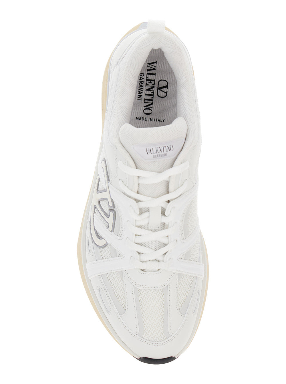 Valentino Garavani Men 'Easyjog' White Low Top Sneakers With Vlogo Detail In Fabric And Leather Man - 4