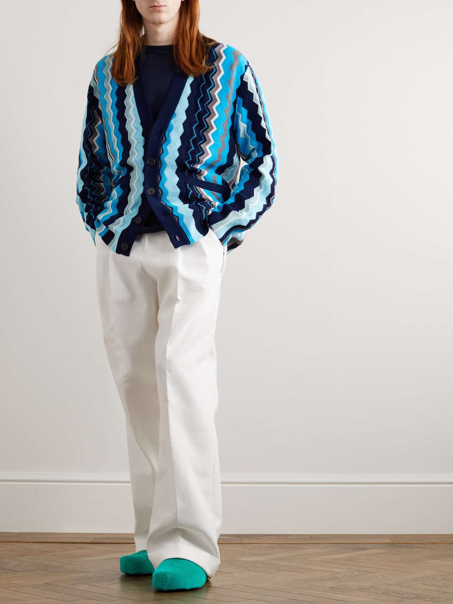 Striped Crochet-Knit Cardigan - 2