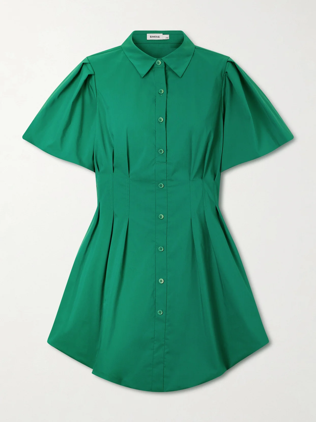 Cleo Pleated Cotton-blend Poplin Mini Dress - 1