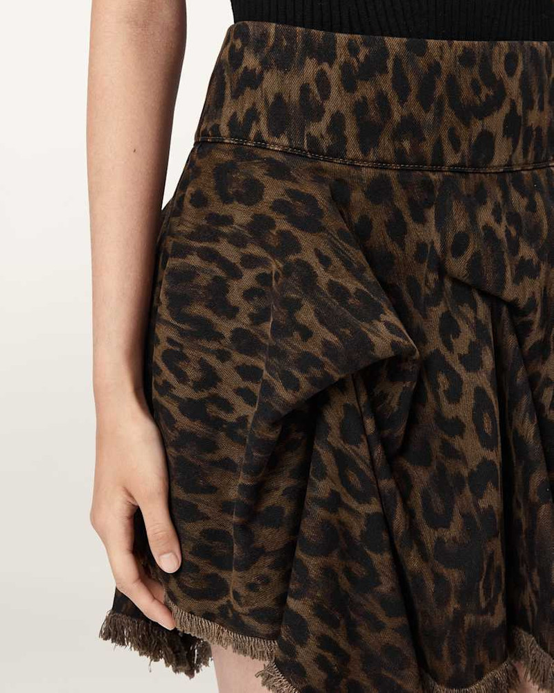 CRISSY LEOPARD PRINT DENIM MINI SKIRT 4