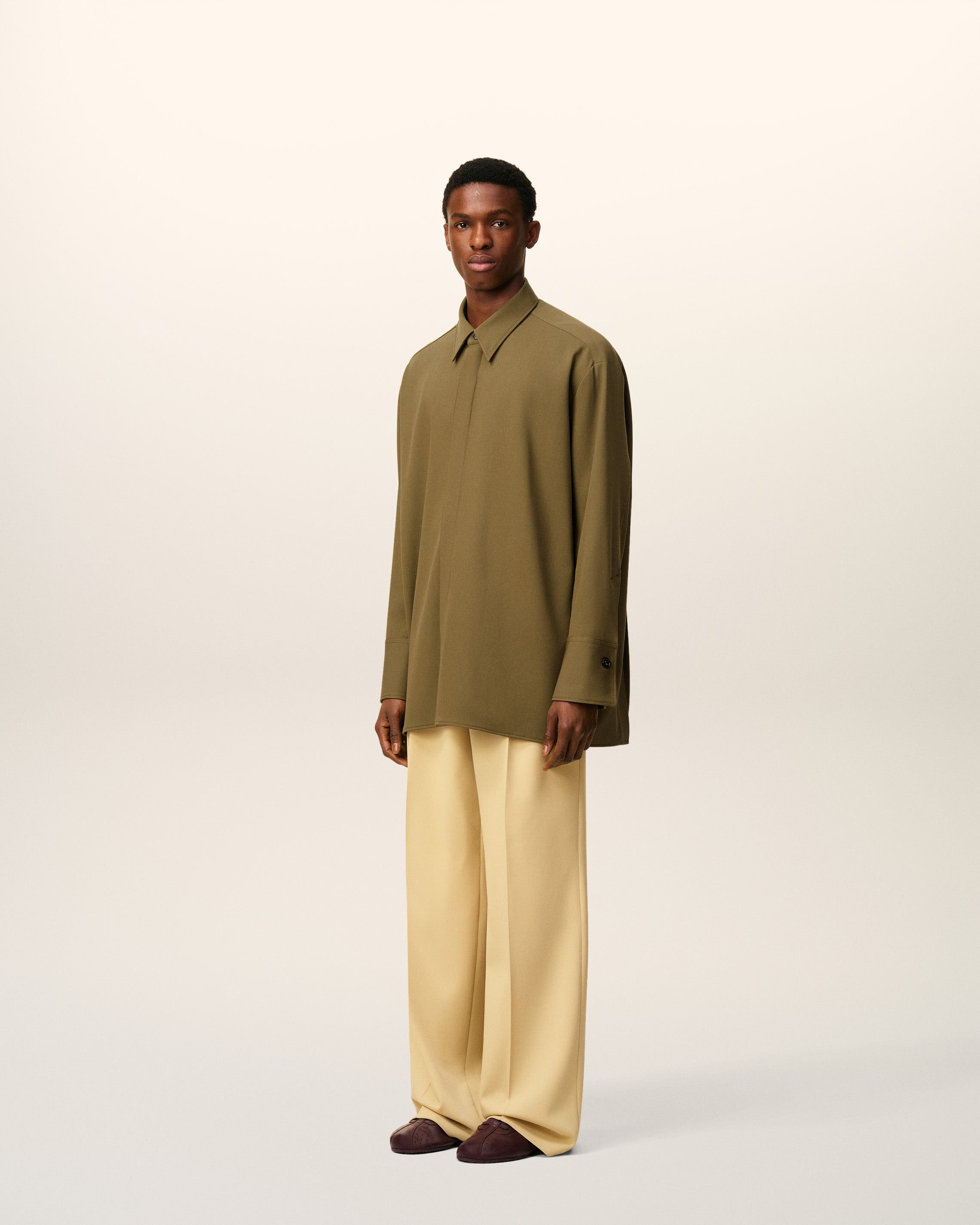 GREEN WOOL LONG OVERSIZED SHIRT - 6