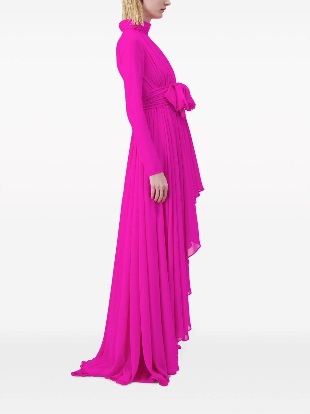 asymmetric draped silk-jersey gown - 3