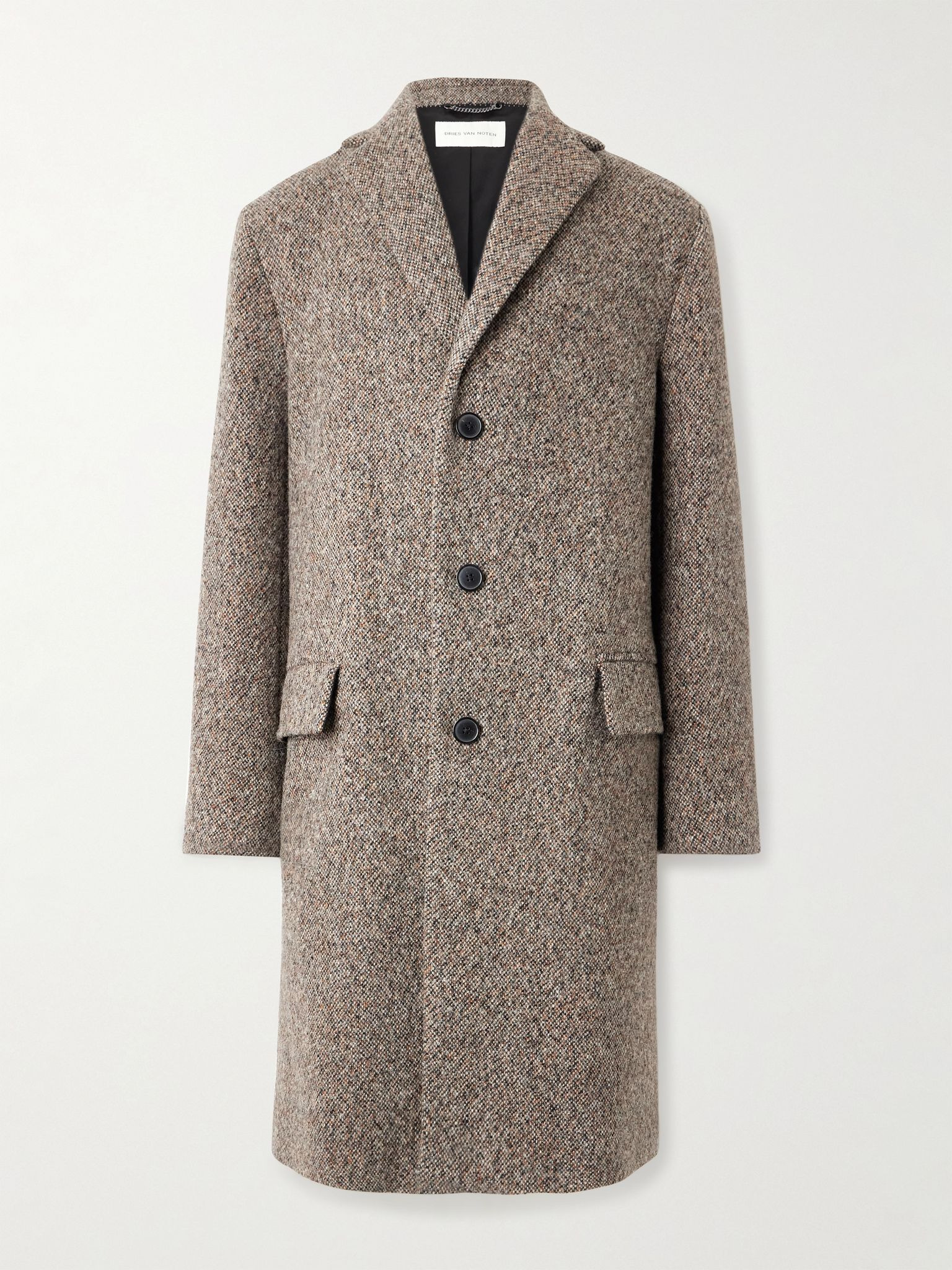 Wool-Blend Tweed Overcoat Light brown - 1