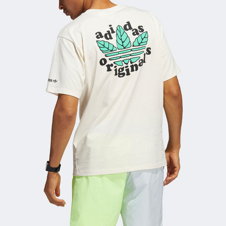 adidas originals Trefoil Leaves Back Large Logo Alphabet Printing Athleisure Casual Sports Short Sle - 4