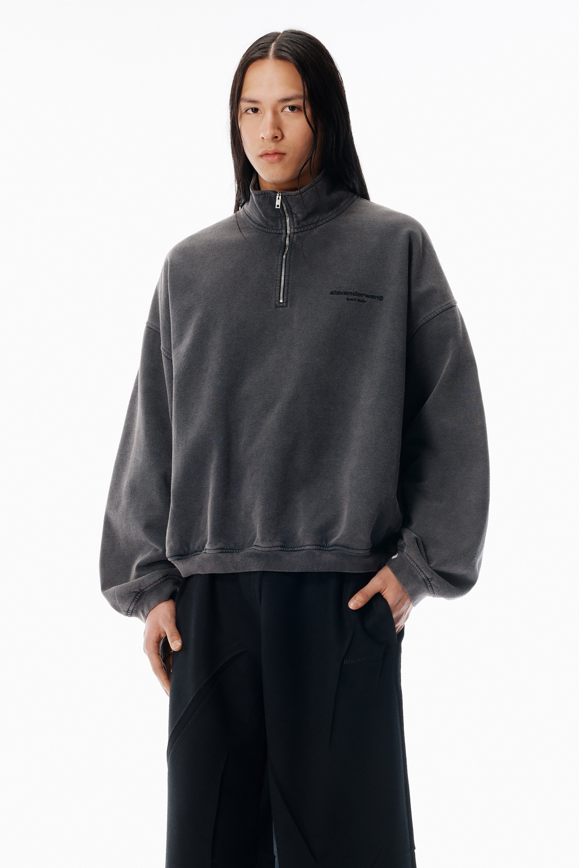 Grey Half-Zip Sweatshirt - 2