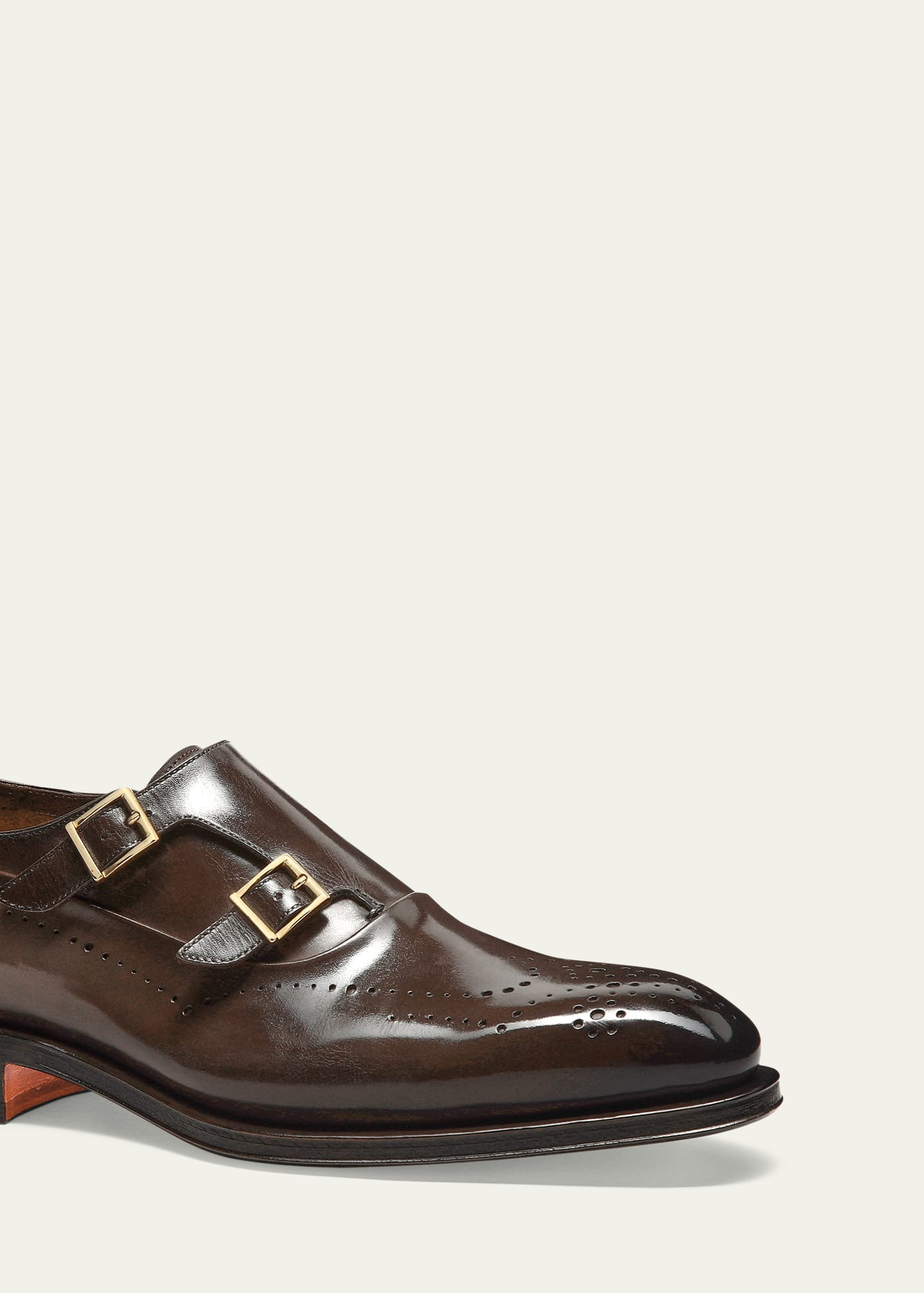 Men's Kaj Brogue Leather Double-Buckle Monk Strap Loafers - 4