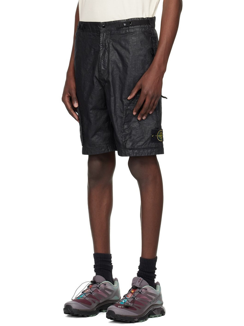 Stone Island Black Organic Look Nylon Panama-TC Shorts outlook