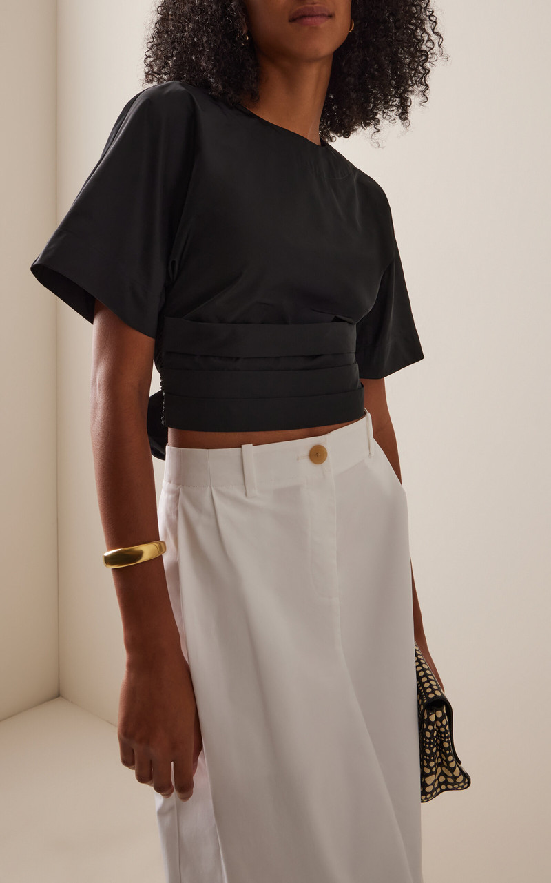 STAUD Michelina Bow-Detailed Shell Top black outlook