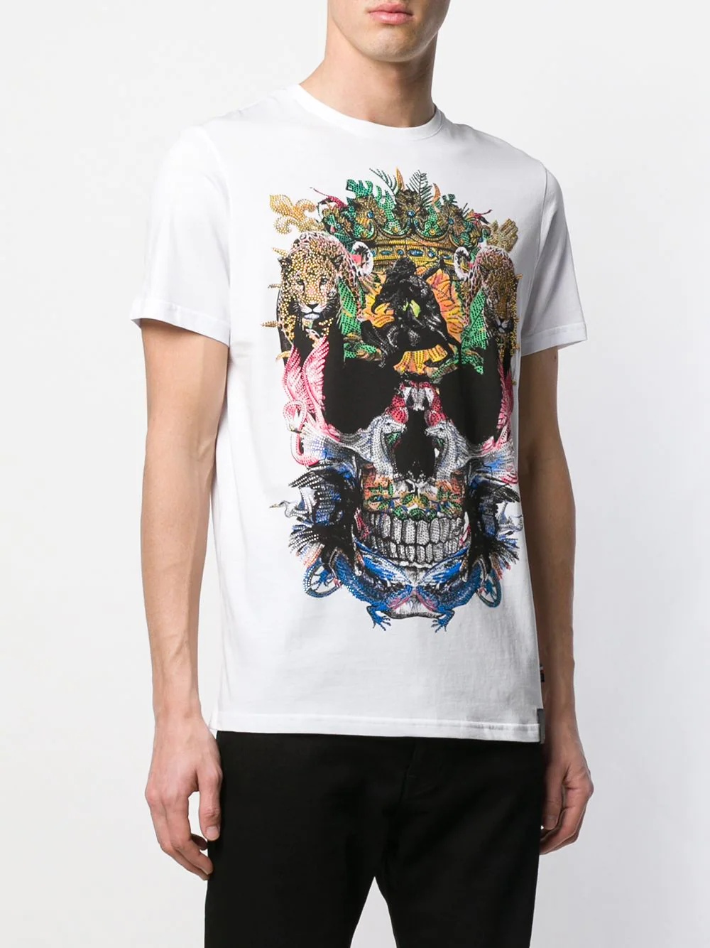 studded abstract skull T-shirt - 3