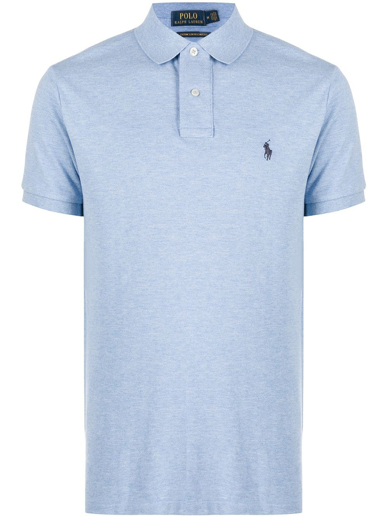 Blue Embroidered Motif Polo Shirt 1